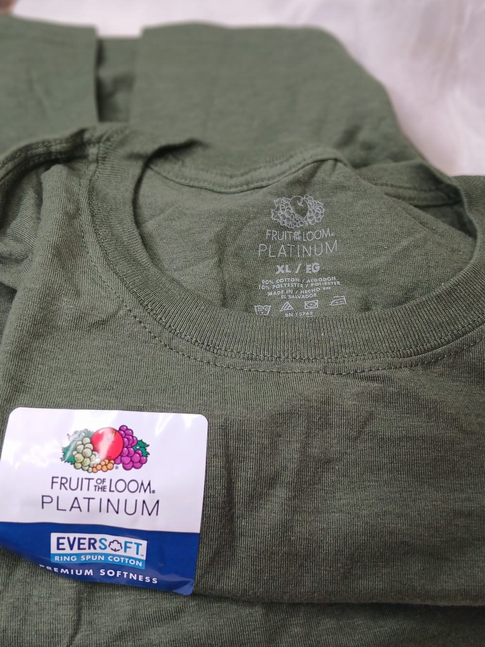 Fruit of the Loom Platinum Olive Green Crew Neck T-Shirt